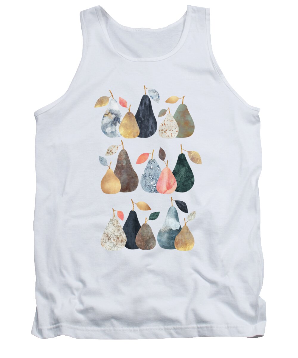Pear Tank Top featuring the mixed media Pears by Elisabeth Fredriksson