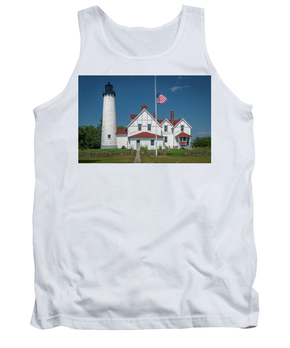 Lake Superior Tank Top featuring the photograph Point Iroquois Lighthouse by Gary McCormick