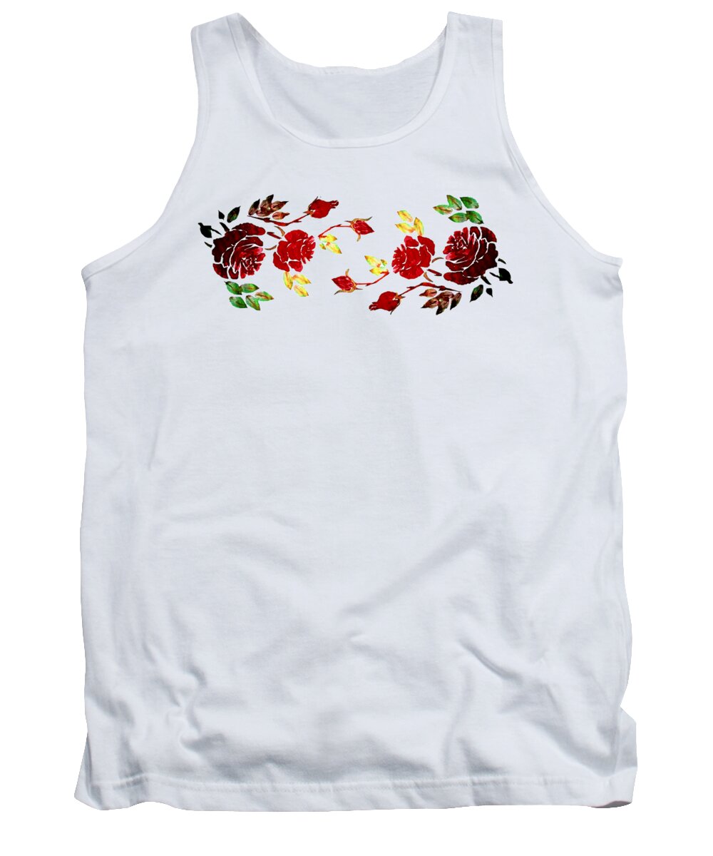 Pretty Tank Top featuring the painting Pretty Red Rose Watercolor Transparent Background YOU CHOOSE THE COLOR for Cups by Delynn Addams