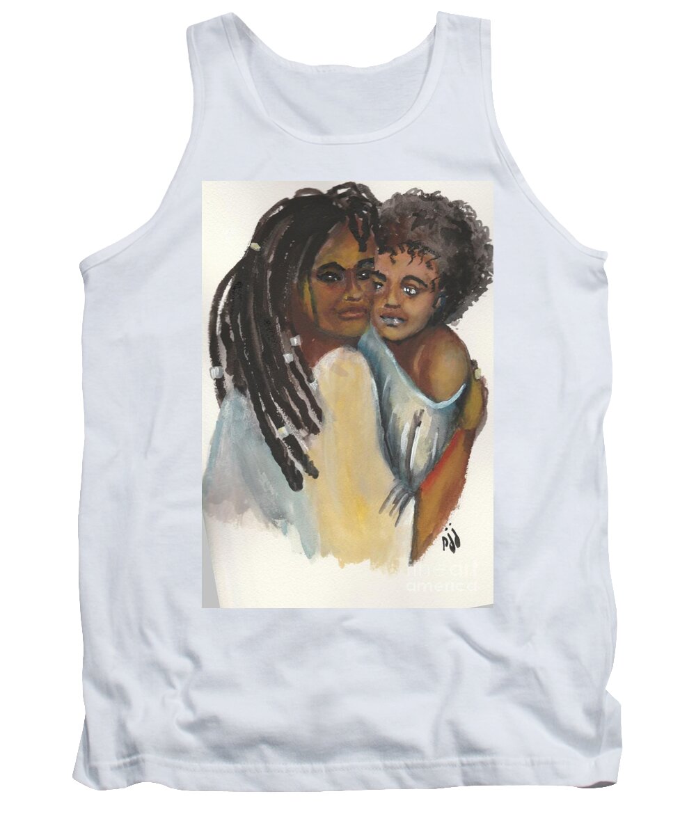 African-american Tank Top featuring the painting Queen Love by Saundra Johnson