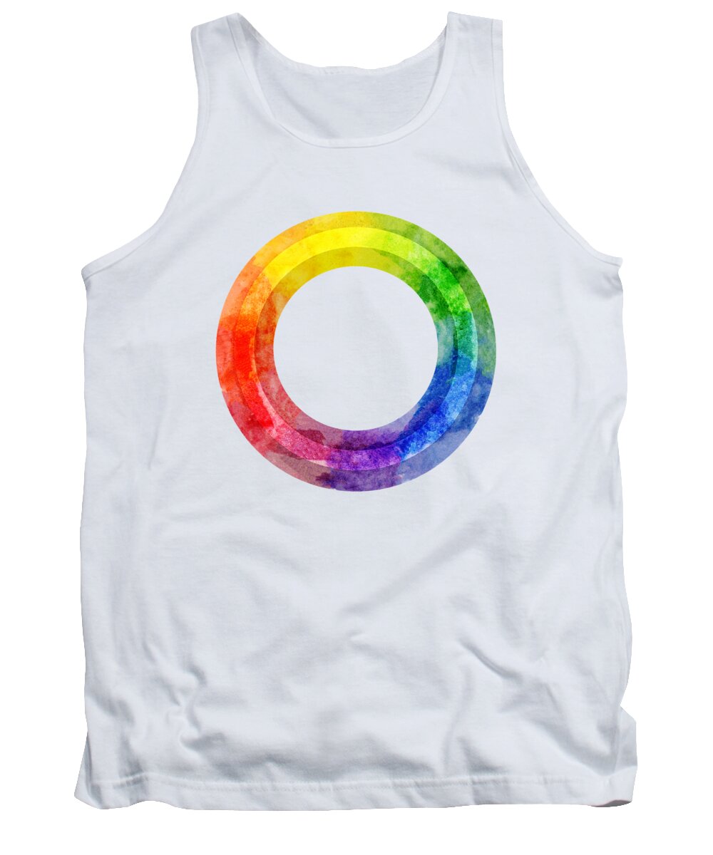 Colorful Tank Top featuring the painting Rainbow Color Wheel by Lauren Heller