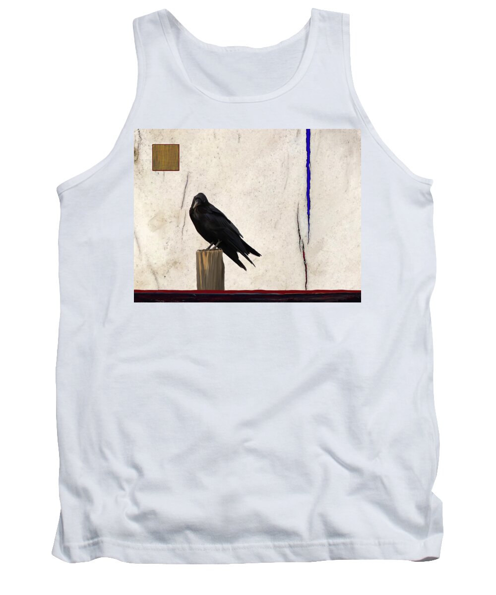 Raven Tank Top featuring the mixed media Raven Red White and Blue by Jonathan Thompson