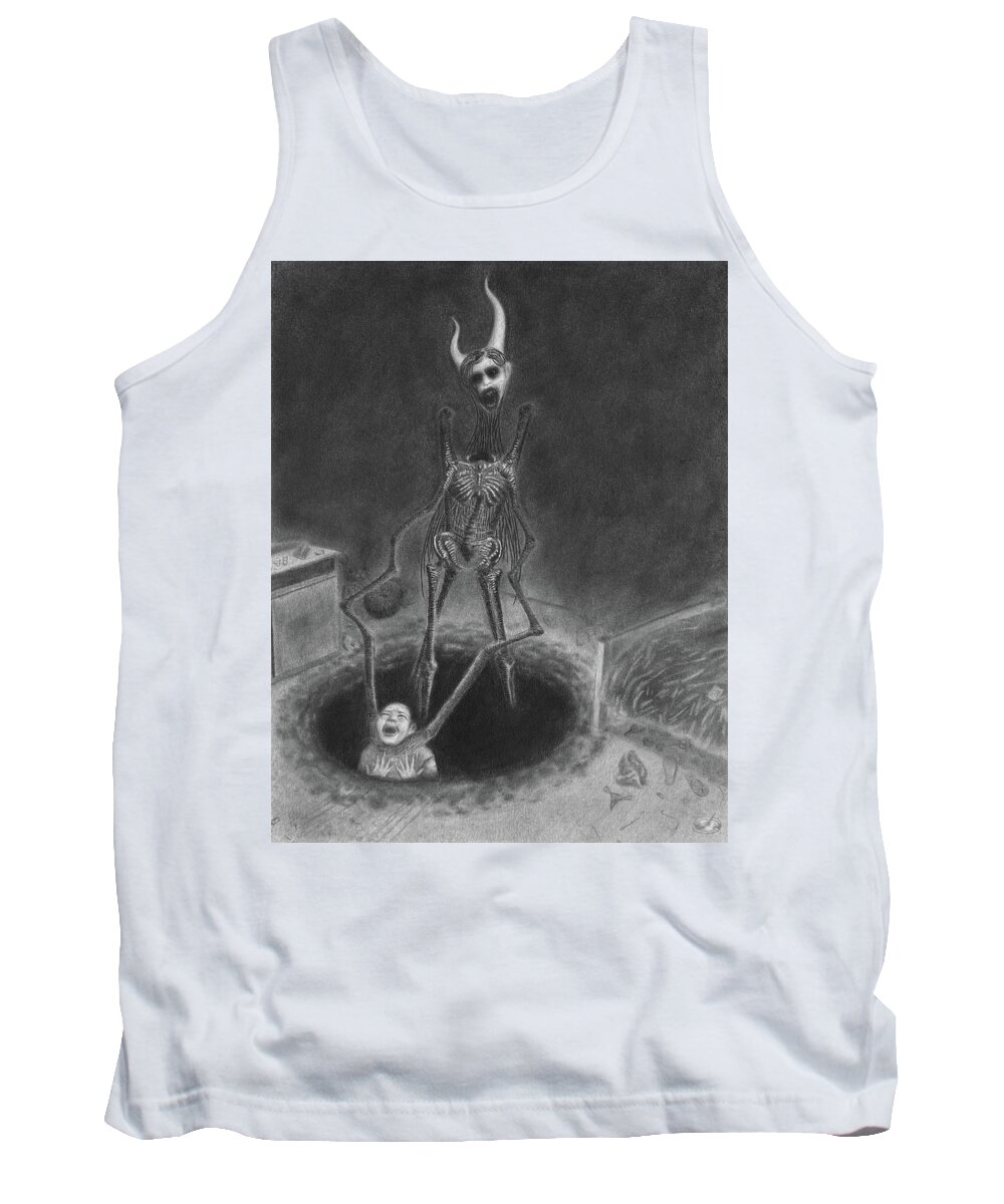 Horror Tank Top featuring the drawing Resolution - Artwork by Ryan Nieves