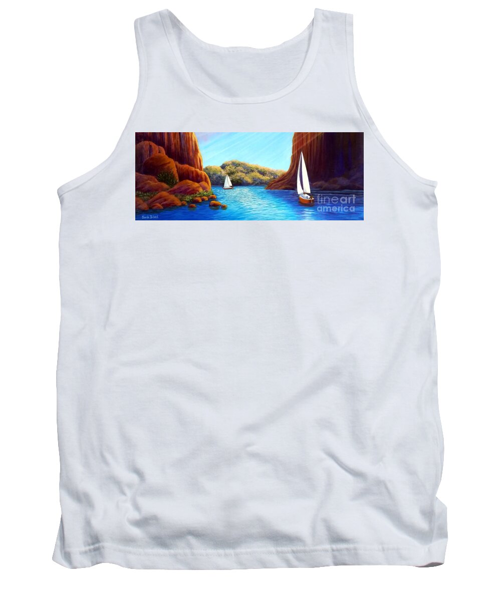 Round Tank Top featuring the painting 'Round the Bend, Excerpt, Wide Format by Sarah Irland