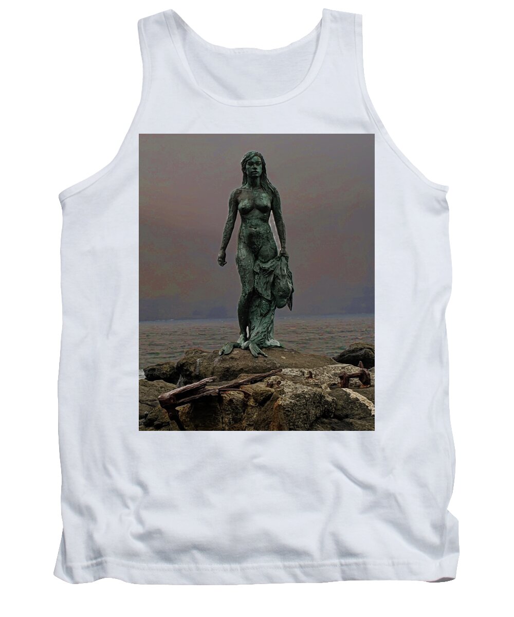 Statue Tank Top featuring the photograph Seal Woman Statue by Imagery-at- Work