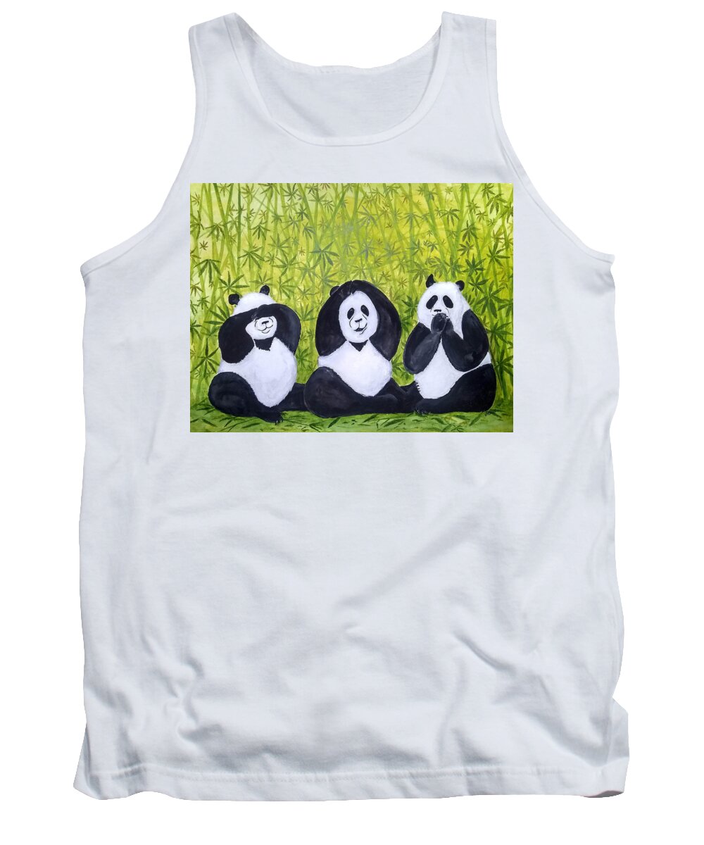 Pandas Tank Top featuring the painting See No Evil.. by Vallee Johnson