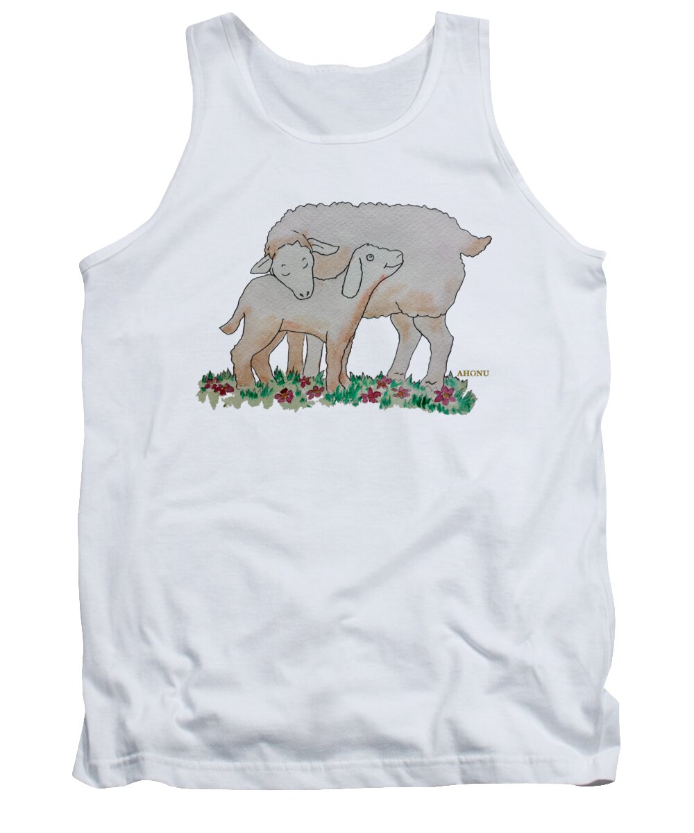 Sheep Tank Top featuring the painting Sheep by AHONU Aingeal Rose