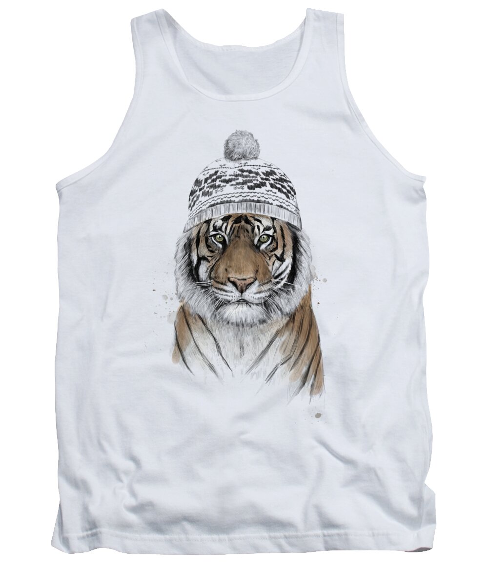 Tiger Tank Top featuring the mixed media Siberian tiger by Balazs Solti