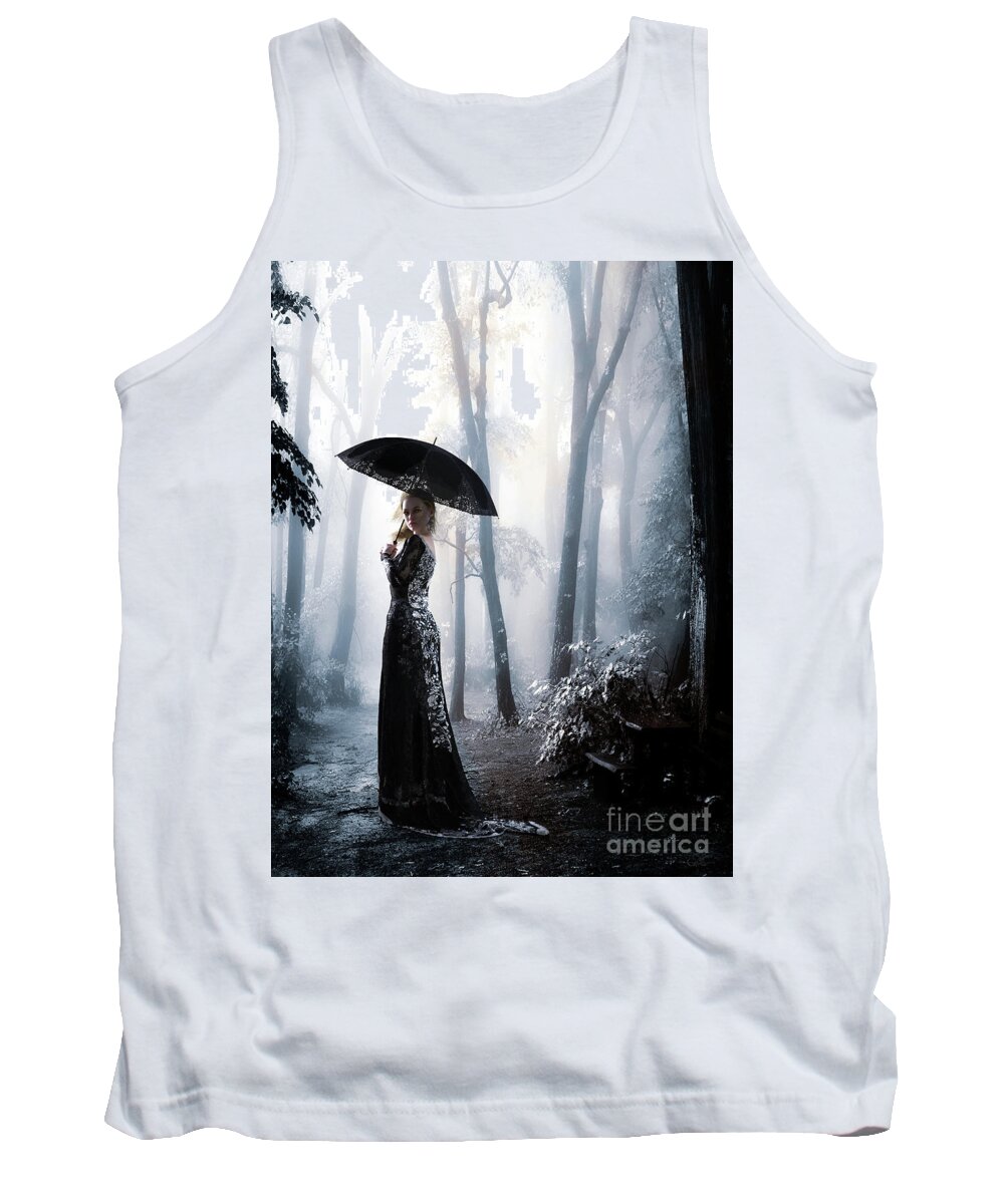 Silver Forest Tank Top featuring the digital art Silver Forest Walk by Shanina Conway