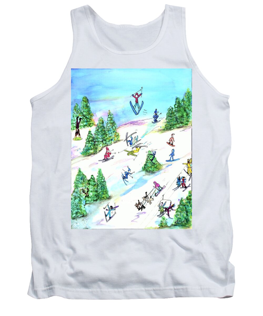 Ski Tank Top featuring the painting Ski Slopes 3 by Patty Donoghue