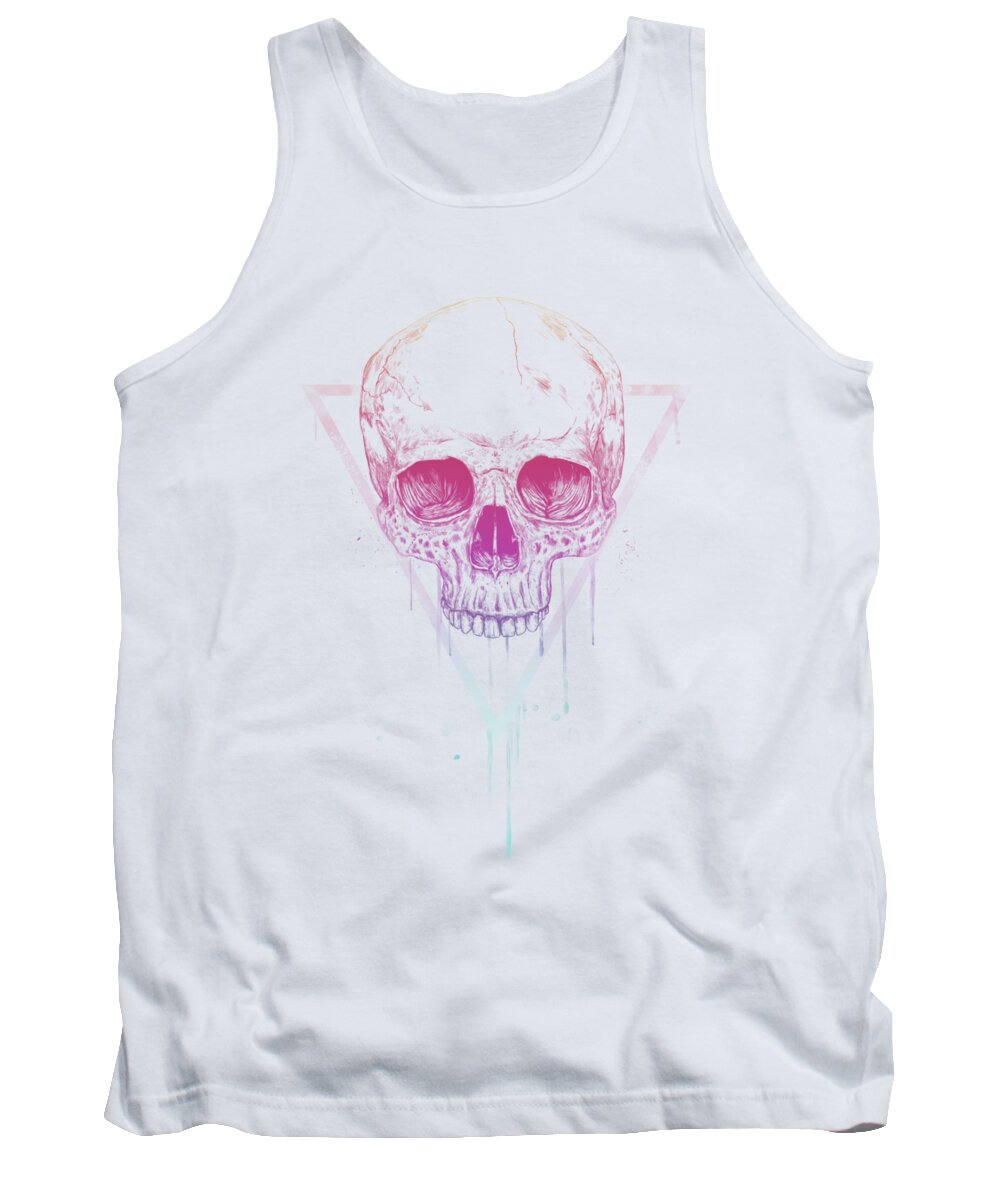 Skull Tank Top featuring the mixed media Skull in triangle by Balazs Solti