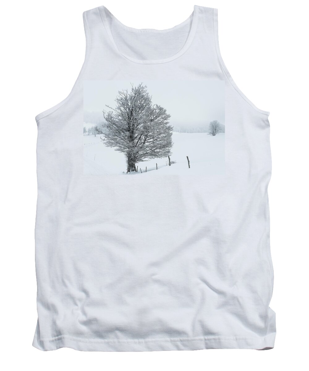 Tree Tank Top featuring the photograph Snowy tree - 5 by Paul MAURICE