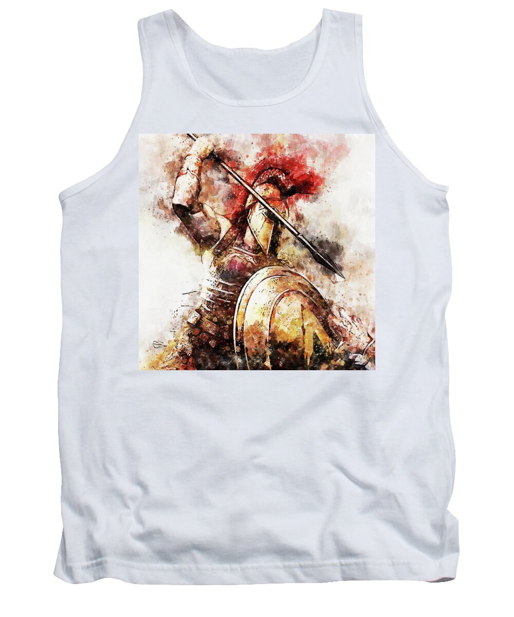 Spartan Warrior Tank Top featuring the painting Spartan Hoplite - 54 by AM FineArtPrints