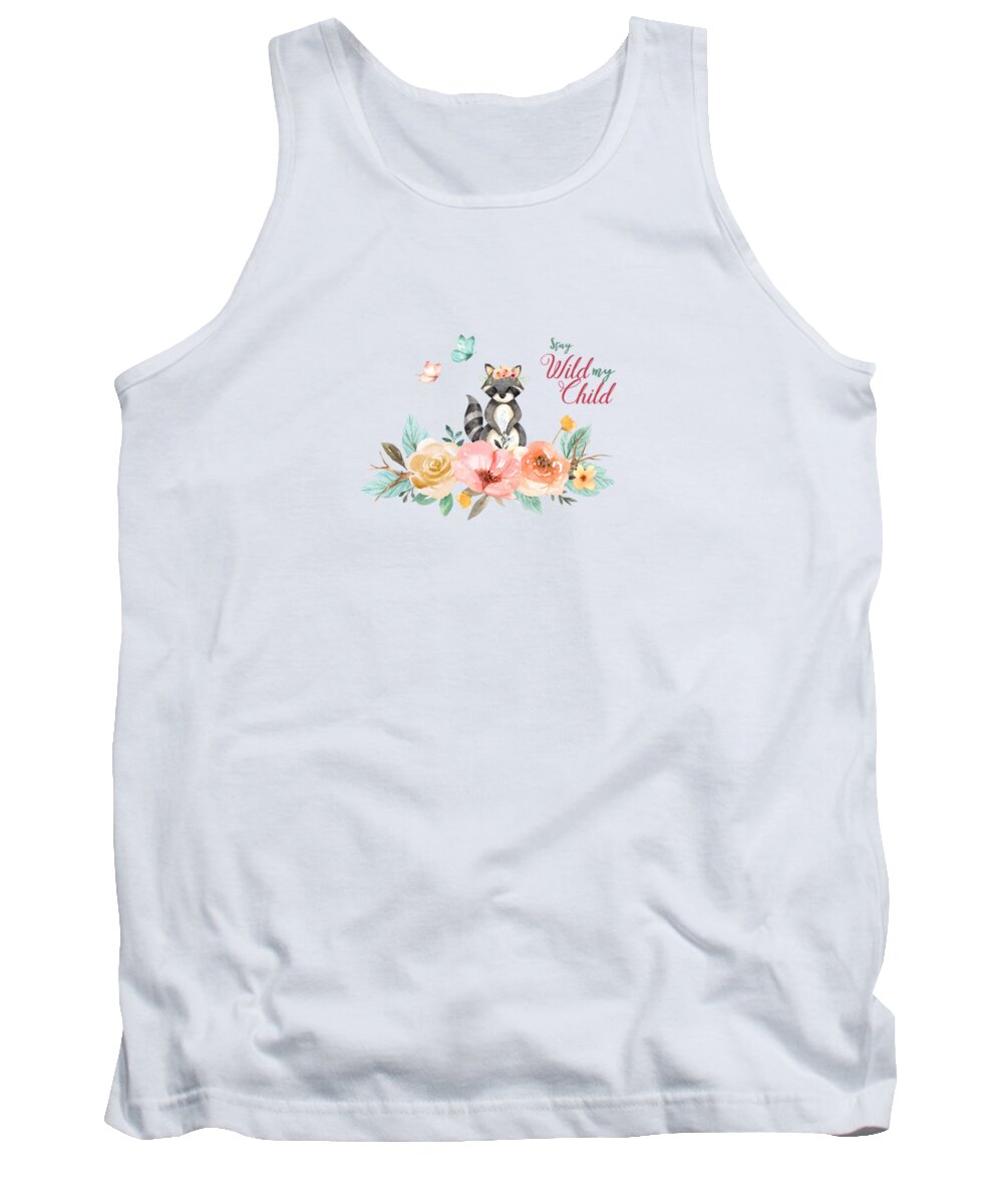 Watercolor Animals Tank Top featuring the photograph Stay Wild My Child with Raccoon by Lynn Bauer