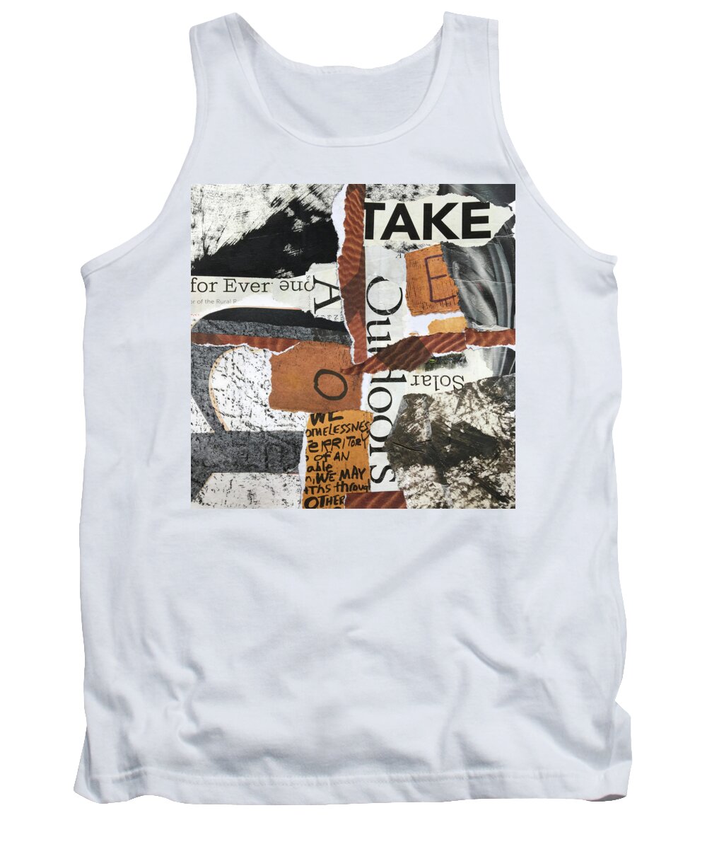 Torn Paper Collage Tank Top featuring the mixed media Subtext No. 4 Collage Art by Nancy Merkle