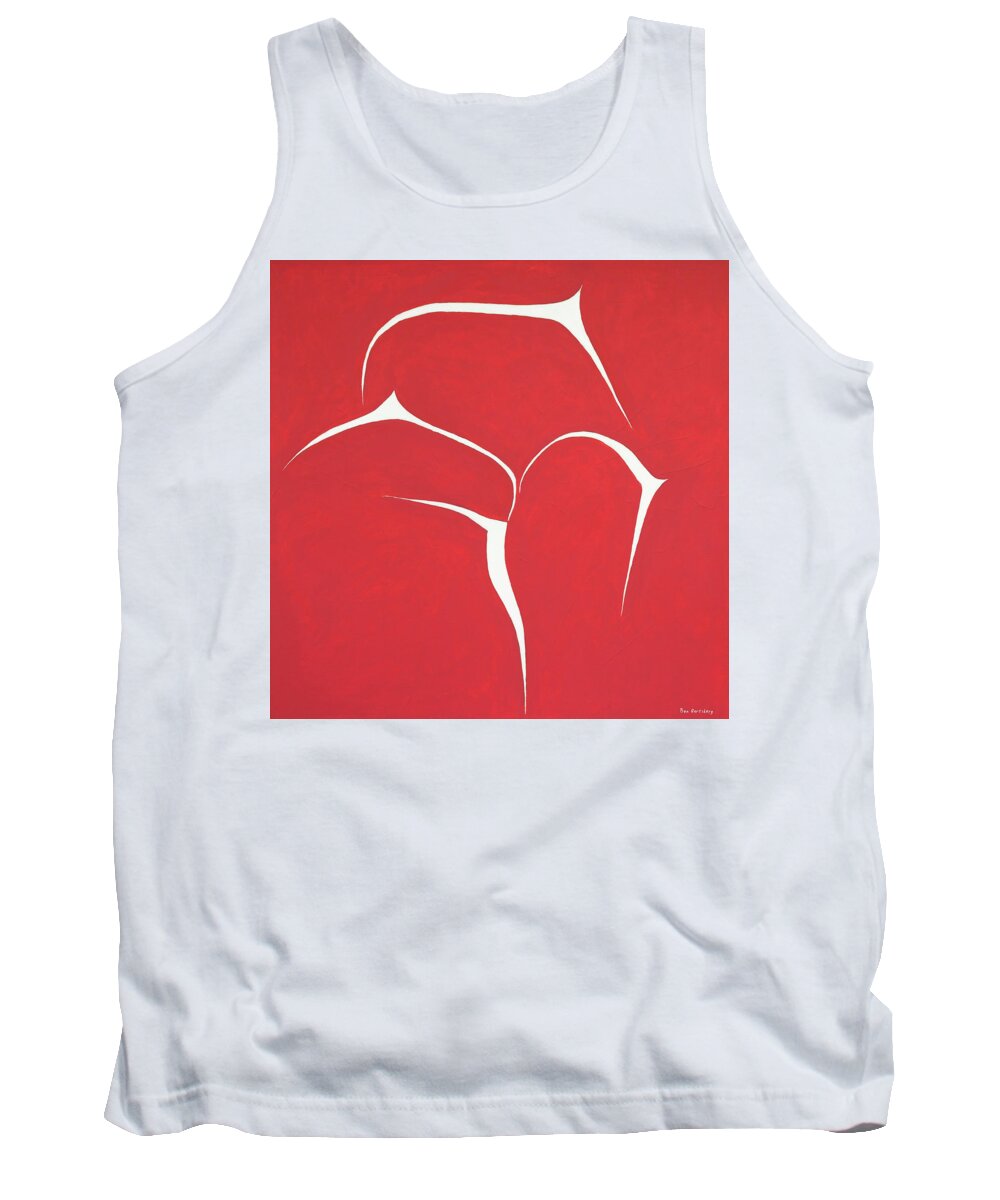 Abstract Succulent Tank Top featuring the painting Succulent In Red by Ben and Raisa Gertsberg