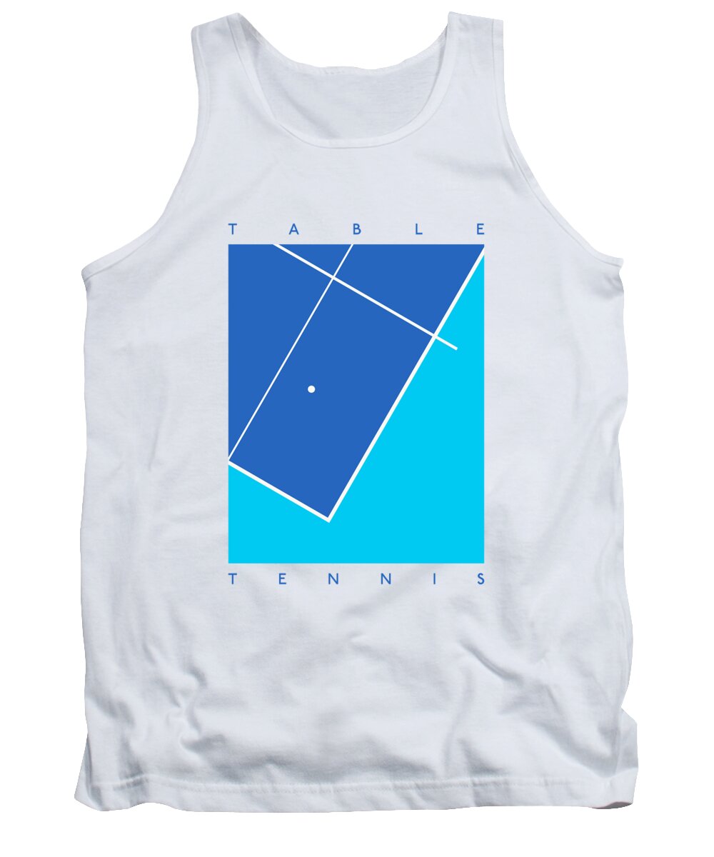 Table Tank Top featuring the digital art Table Tennis Ping Pong Table - Blue Cyan by Organic Synthesis