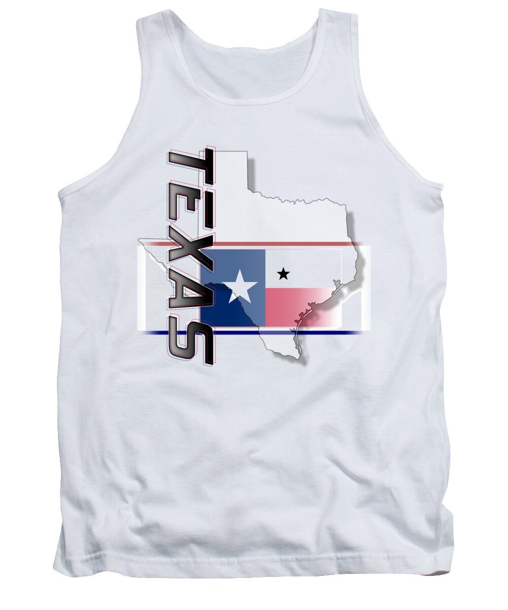 Texas Tank Top featuring the digital art Texas State Vertical Print by Rick Bartrand