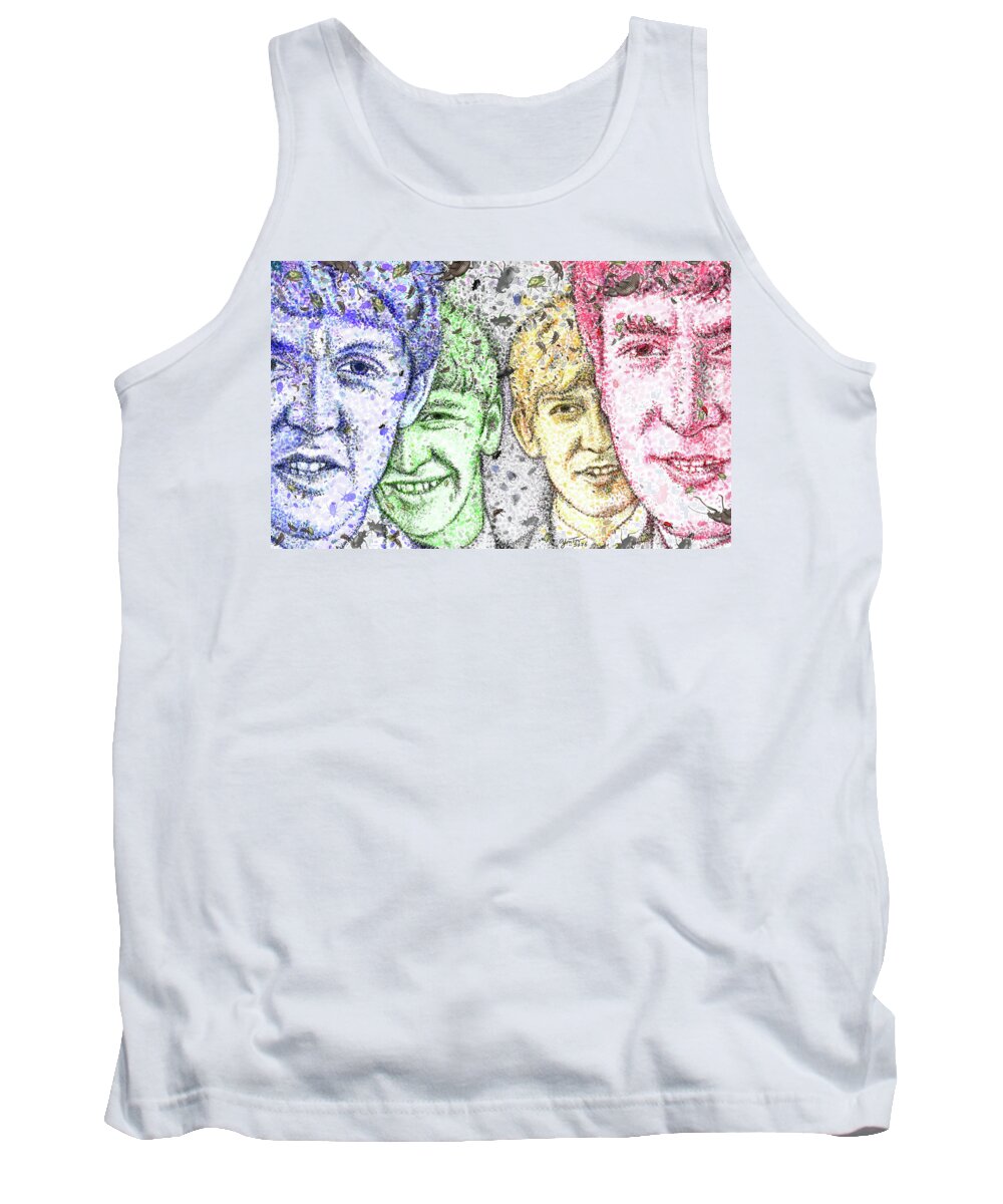 The Beatles Tank Top featuring the painting The Beatles by Yom Tov Blumenthal
