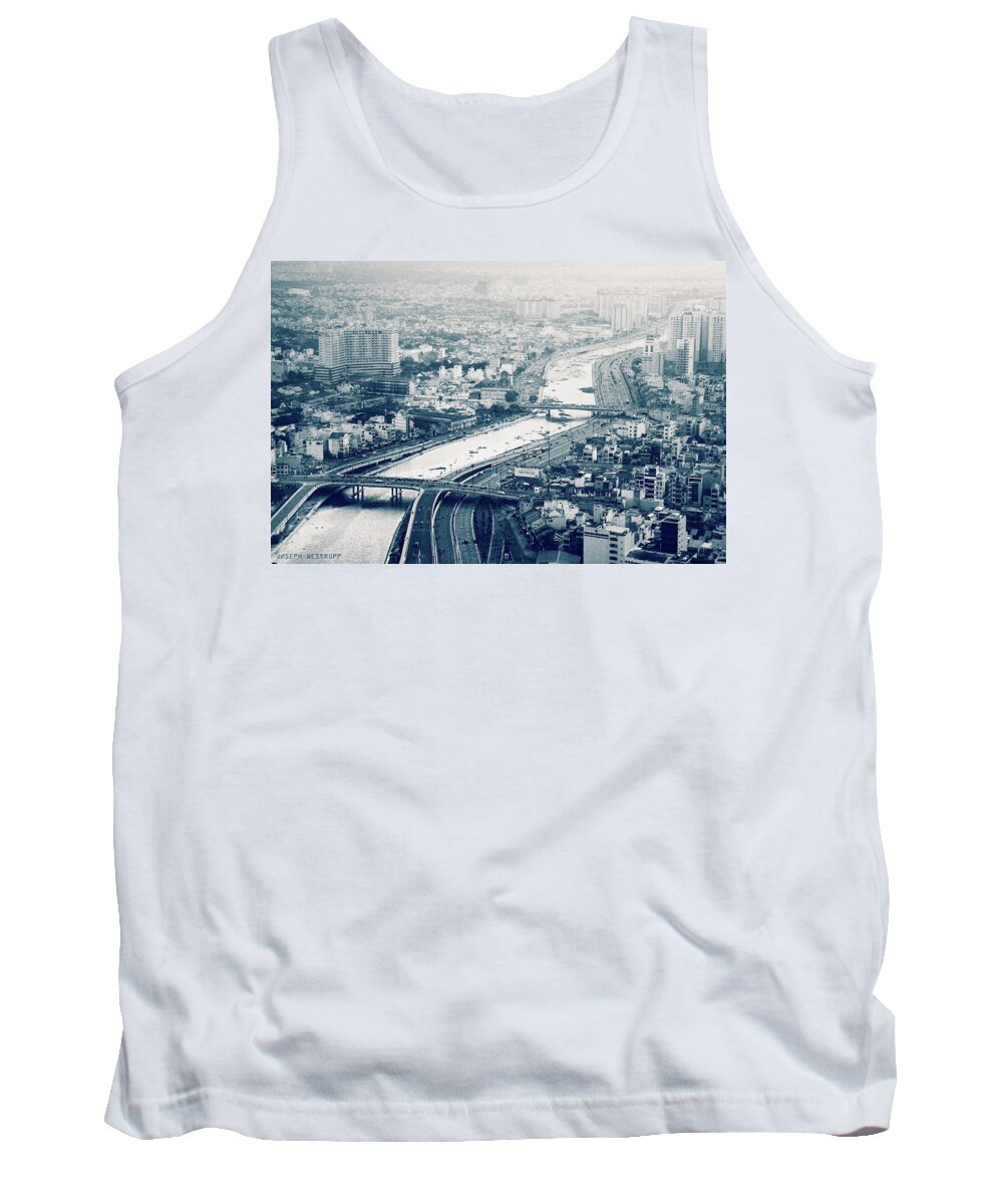 Monochrome Tank Top featuring the photograph The Bisection of Saigon by Joseph Westrupp