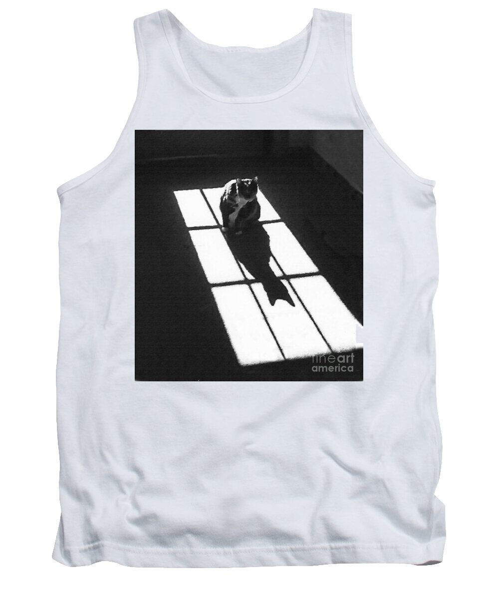 Abstract Tank Top featuring the mixed media The Cat and the Shadow 300 by Sharon Williams Eng