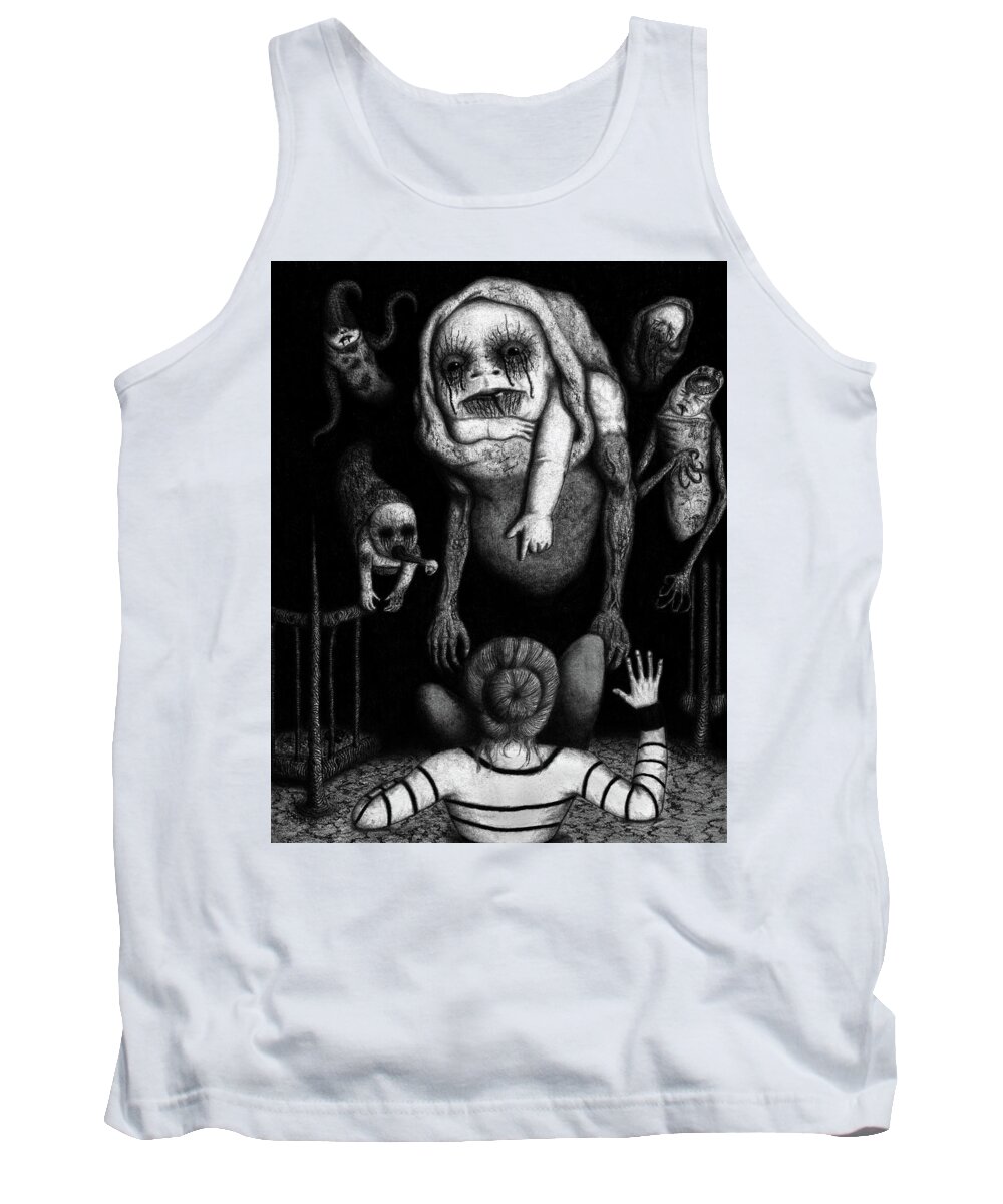 Horror Tank Top featuring the drawing The Corrupted - Artwork by Ryan Nieves