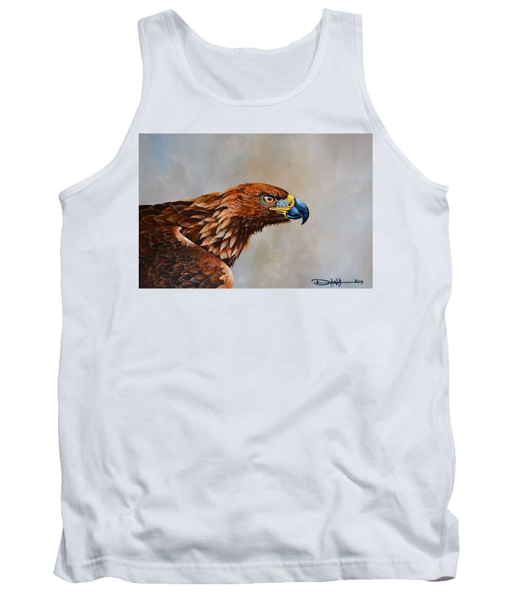 Birds Tank Top featuring the painting The Golden Eagle by Dana Newman