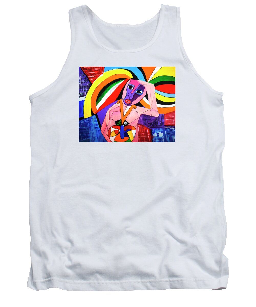 Love Tank Top featuring the painting Thinking of Peace by Jose Rojas