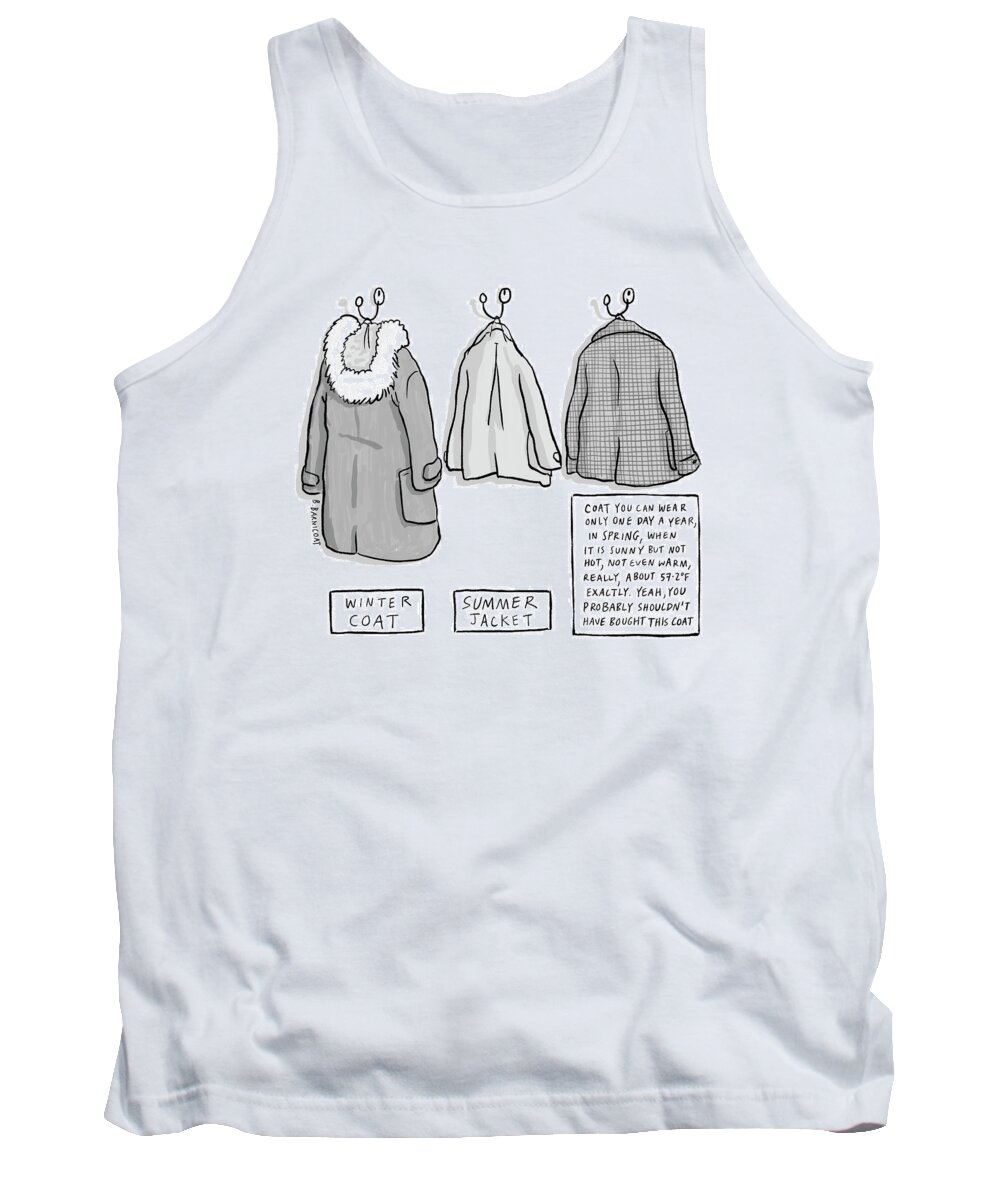 Captionless Tank Top featuring the drawing Trans-Seasonal Coat by Becky Barnicoat