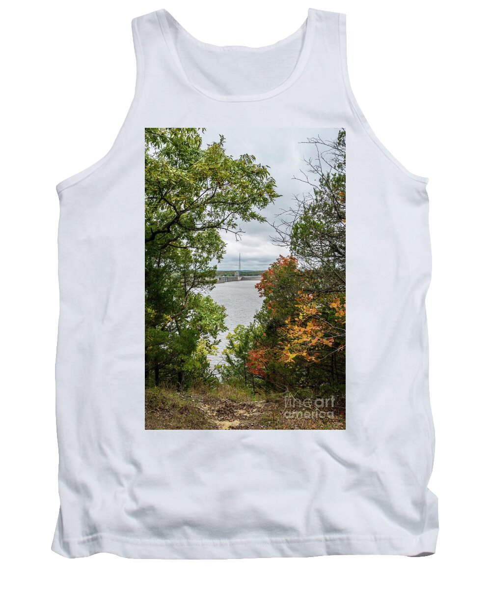 Ozarks Tank Top featuring the photograph Truman Dam Autumn Framed by Jennifer White
