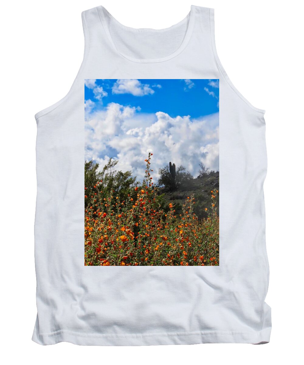 Arizona Tank Top featuring the photograph Under a White Fluffy Cloud by Judy Kennedy