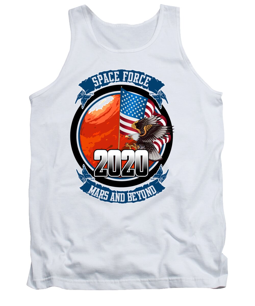 Space-force Tank Top featuring the digital art US Space Force Art Military Bald Eagle Mars Light by Nikita Goel