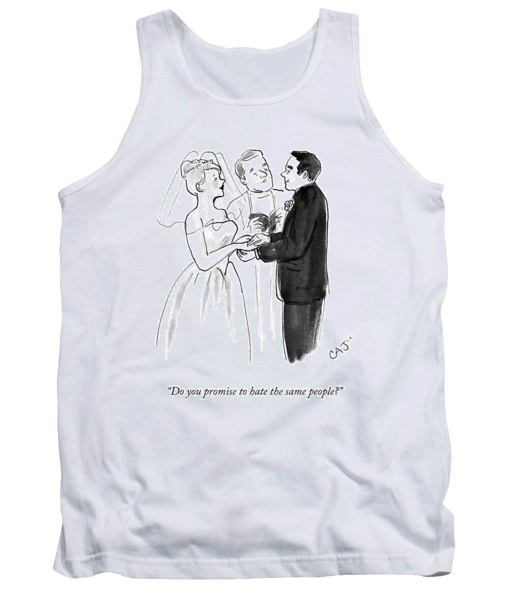do You Promise To Hate The Same People? Minister Tank Top featuring the drawing Vows by Carolita Johnson