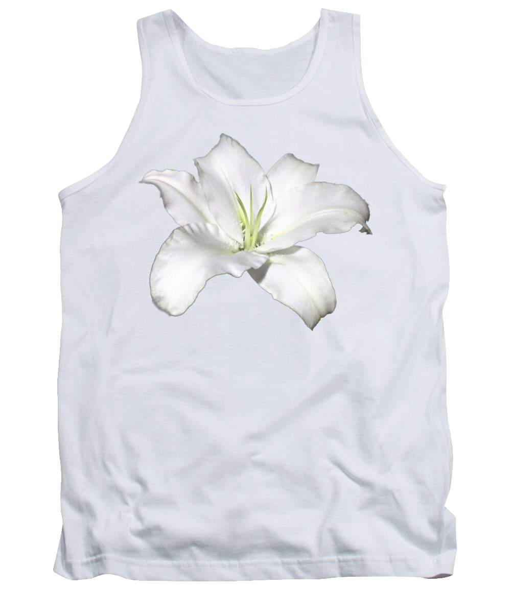 White Tank Top featuring the photograph White Lily Flower Designs for Shirts by Delynn Addams
