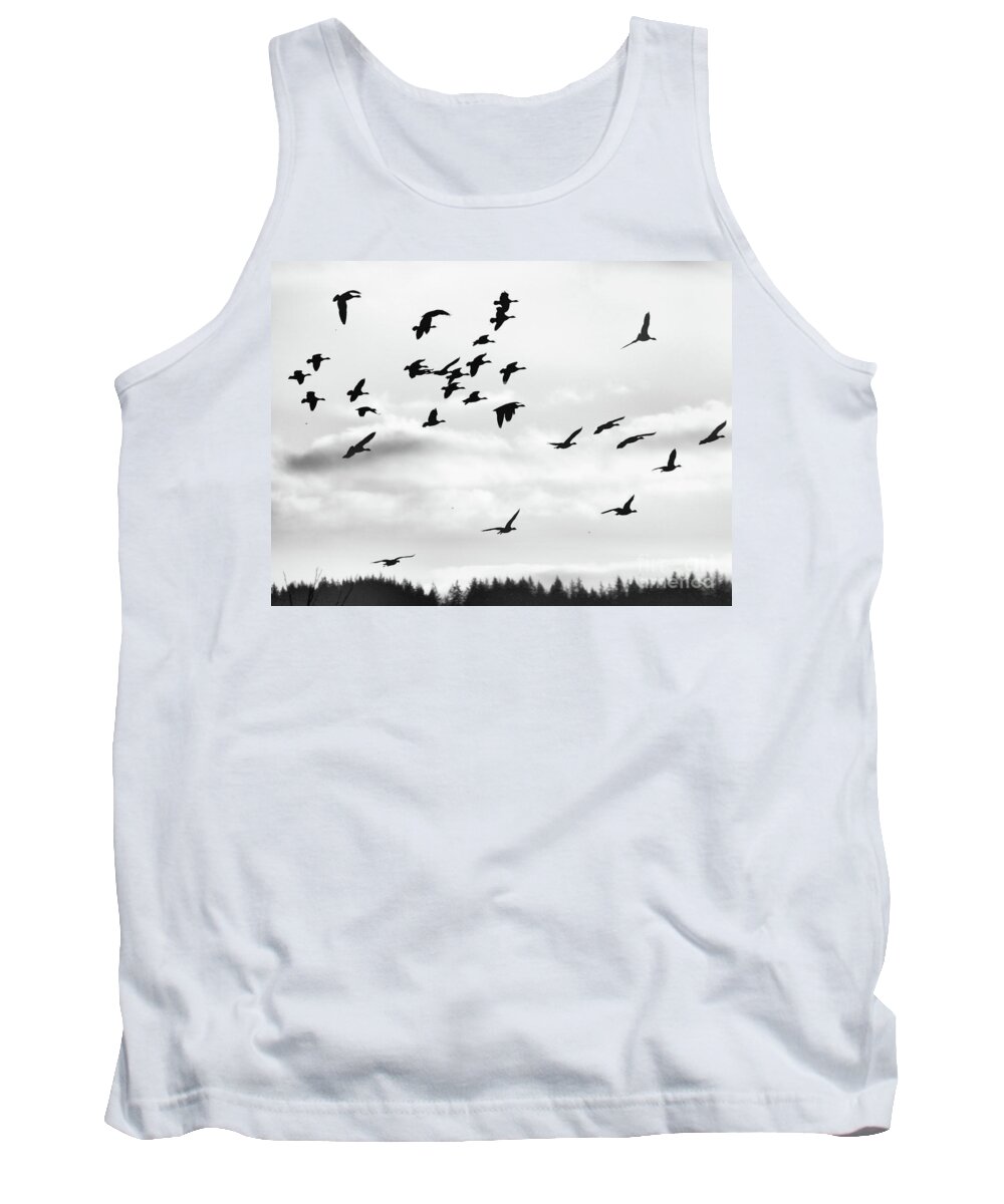 Canadian Geese Tank Top featuring the photograph WIld Geese Silhouette by Scott Cameron