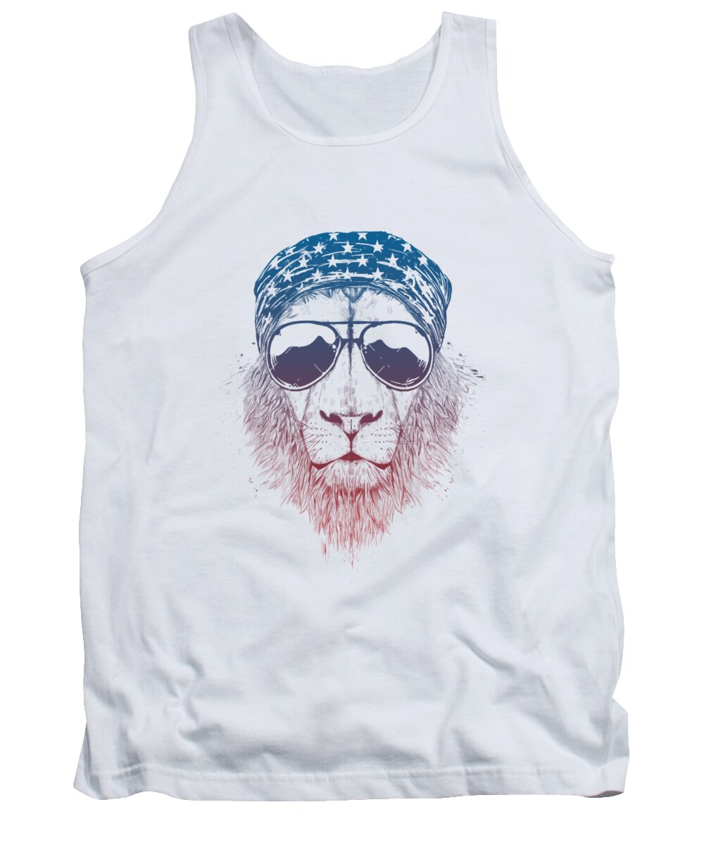 Lion Tank Top featuring the drawing Wild lion II by Balazs Solti