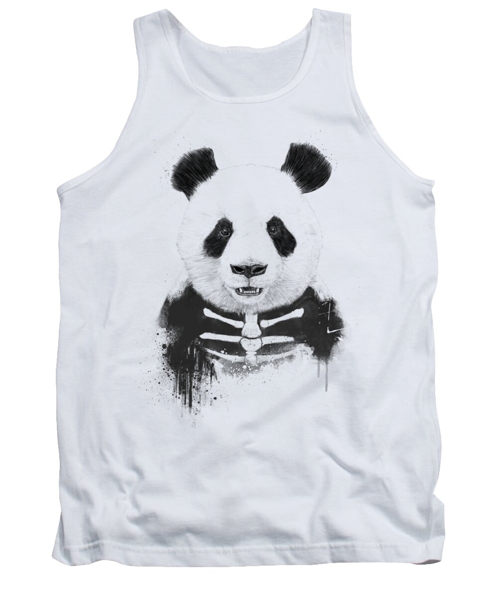 Panda Tank Top featuring the mixed media Zombie panda by Balazs Solti