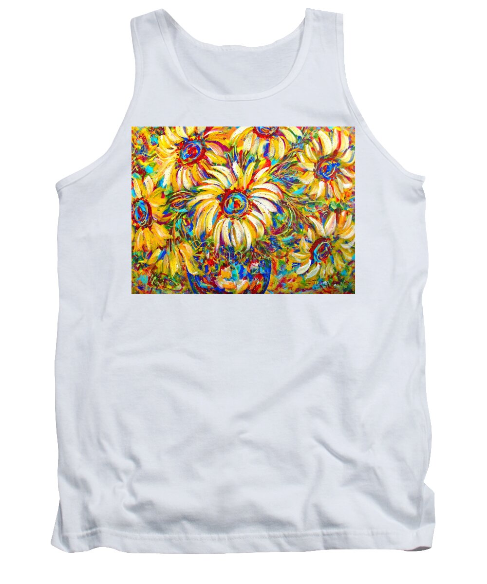 Flowers Tank Top featuring the painting Sunflower Burst by Natalie Holland