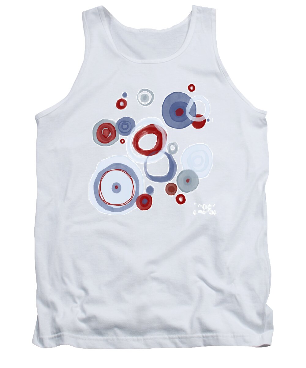 Abstract Shapes Tank Top featuring the digital art Abstract Circles in Red White and Blue #1 by Patricia Awapara