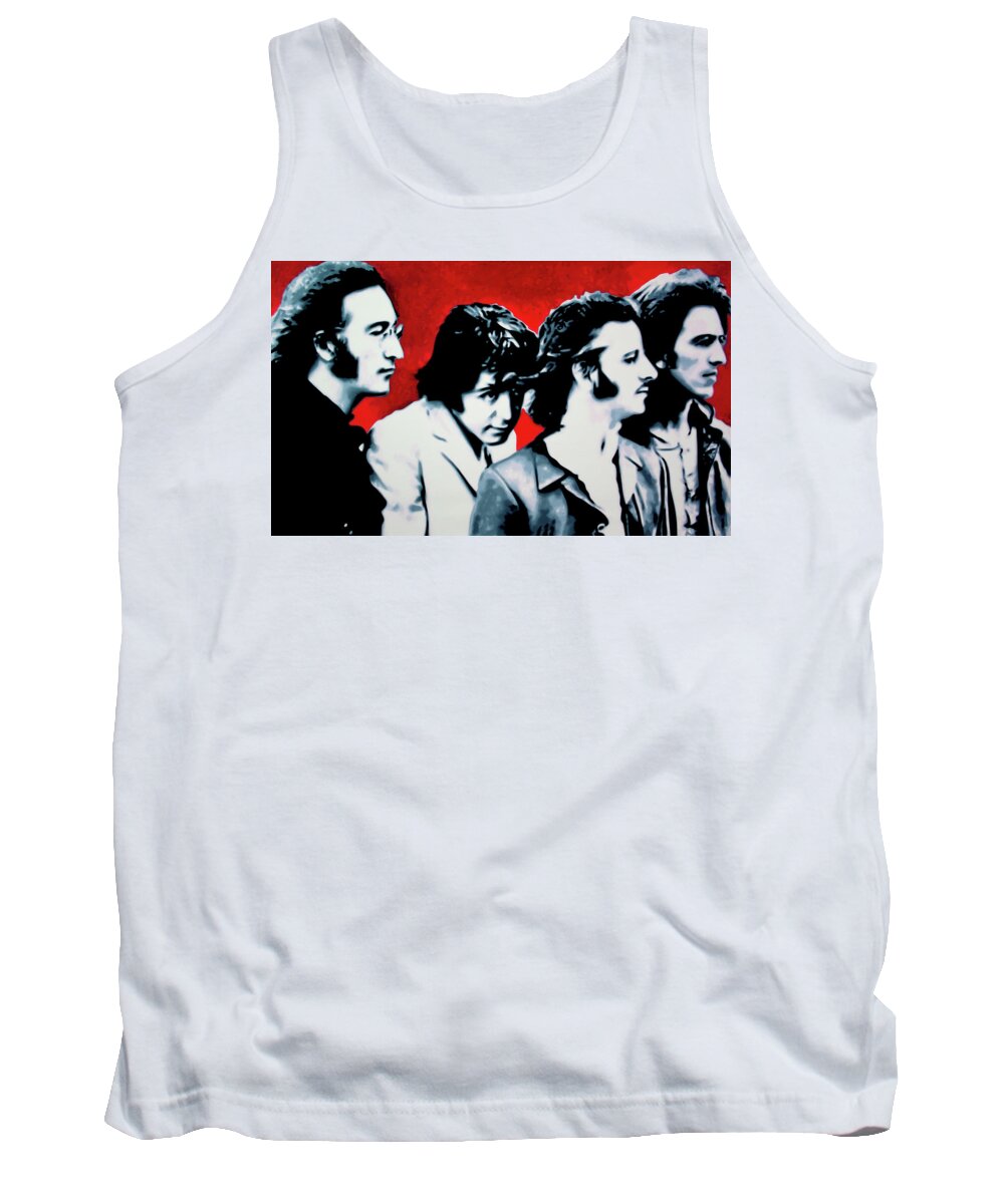 The Beatles Tank Top featuring the painting Fab Four #1 by Hood MA Central St Martins London