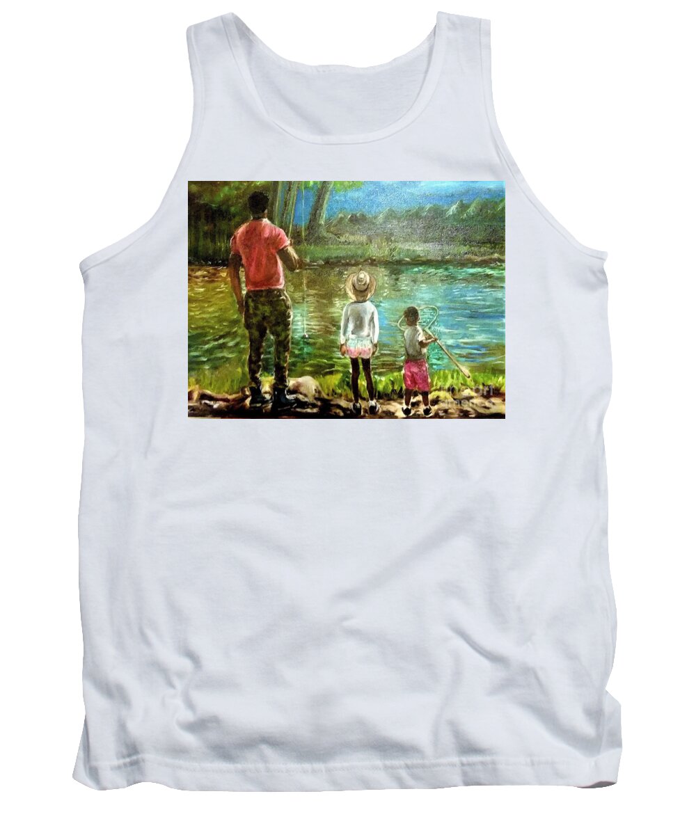 Fishing Tank Top featuring the painting Gone Fishing by Victor Thomason