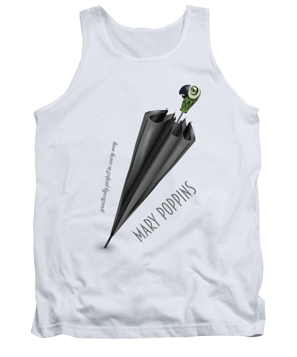 Mary Poppins Tank Top featuring the digital art Mary Poppins - Alternative Movie Poster by Movie Poster Boy