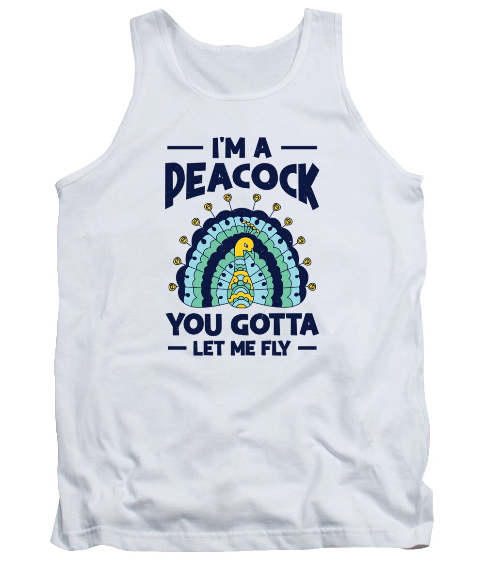 Peacock Tank Top featuring the digital art Peacock Flying Inspirational Nature Peacock Fan Positivity #1 by Toms Tee Store