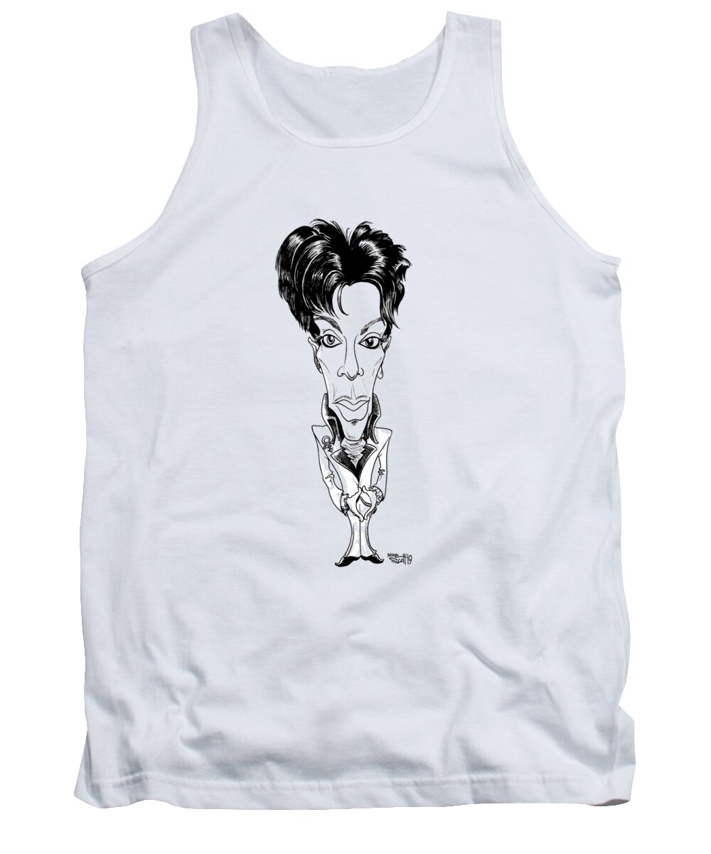 Caricature Tank Top featuring the drawing Prince #1 by Mike Scott