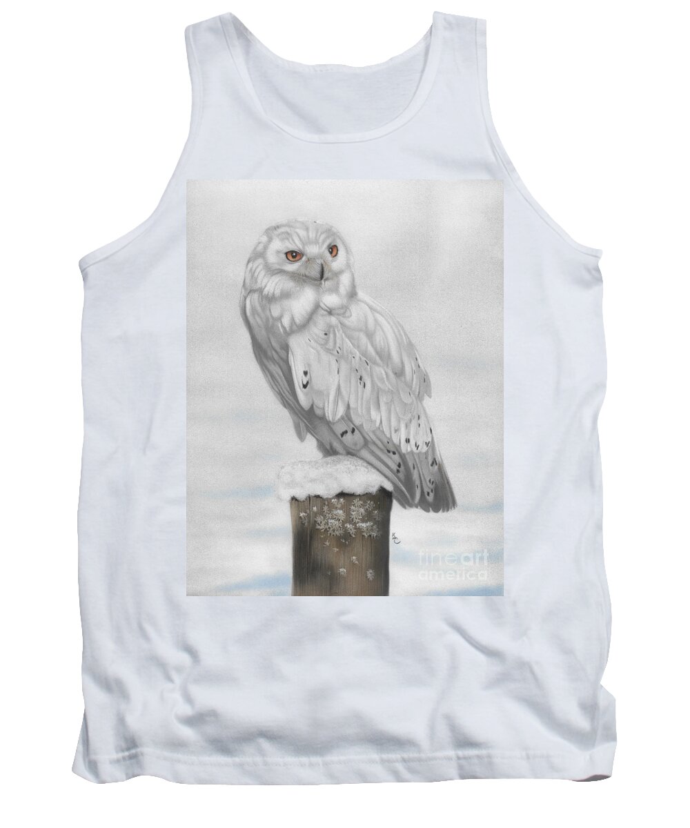 Owl Tank Top featuring the painting Snowy Owl by Karie-ann Cooper