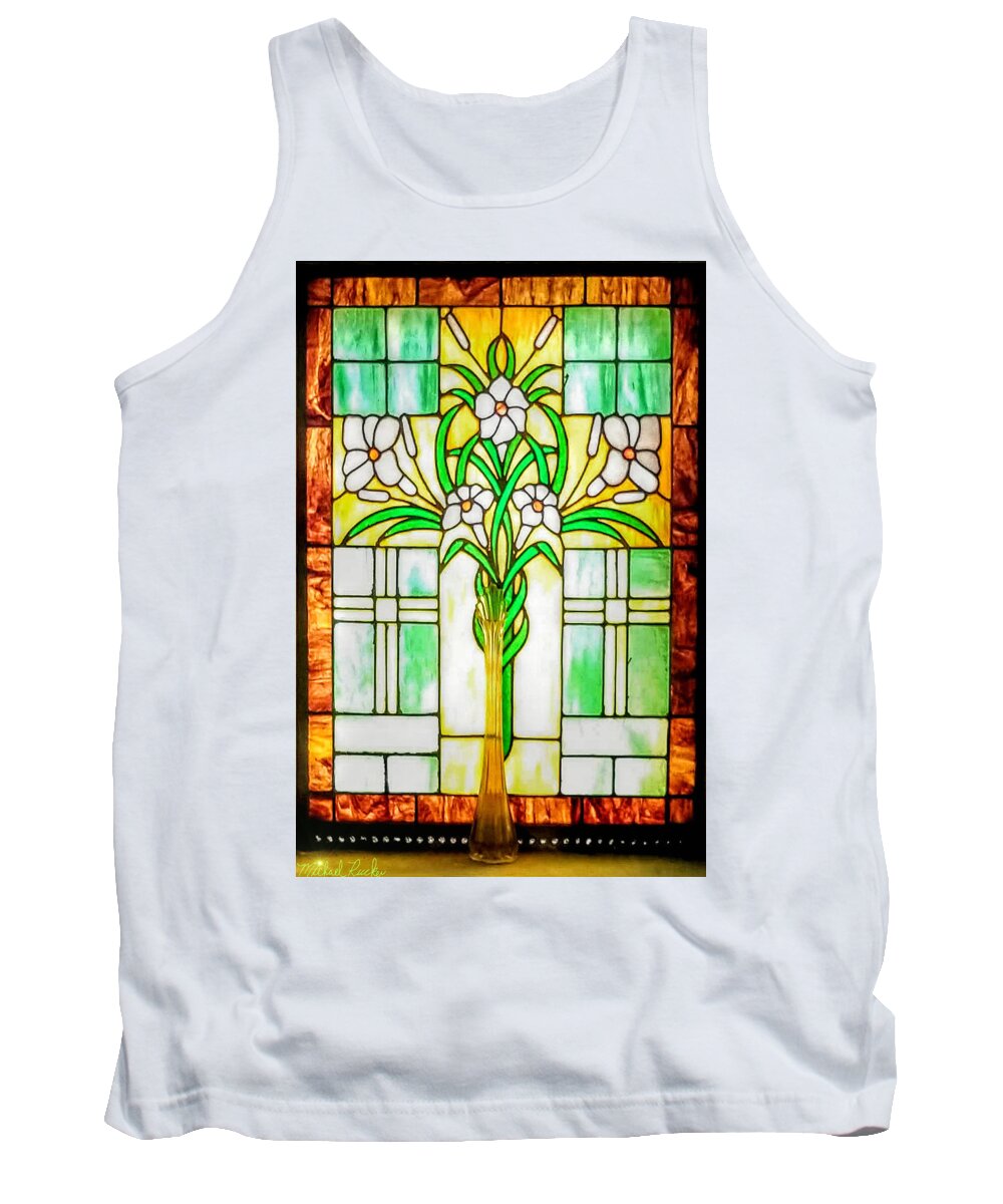 Cemetery Tank Top featuring the photograph Stained Glass Flowers #2 by Michael Rucker