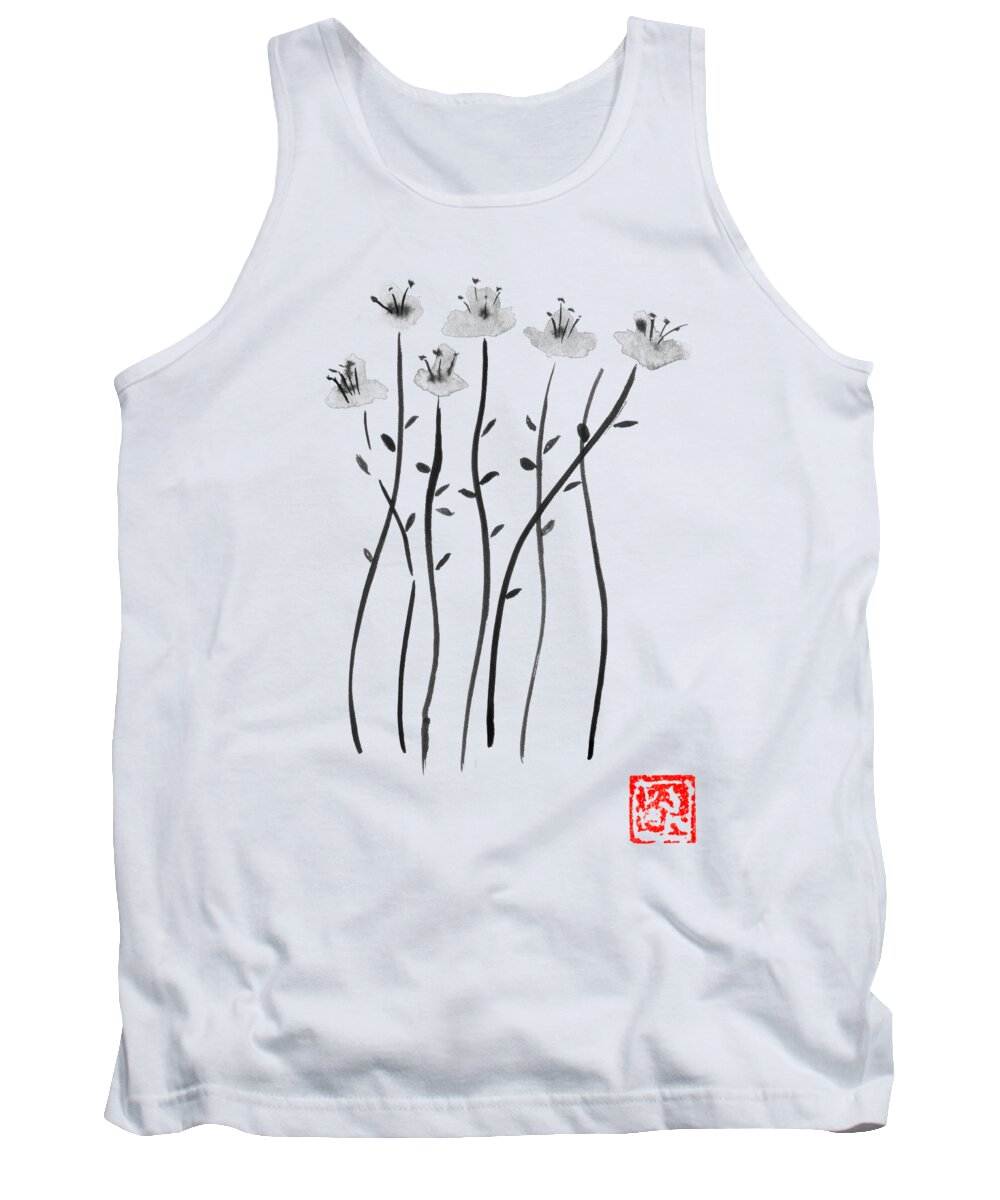 Sumie Tank Top featuring the mixed media Stunned Cat #1 by Pechane Sumie