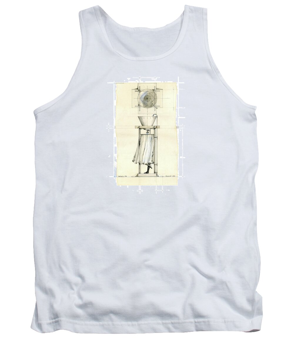 Outdoor Tank Top featuring the drawing Suburban Follies, Structures For The Residential Landscape #3 by Paul HAIGH