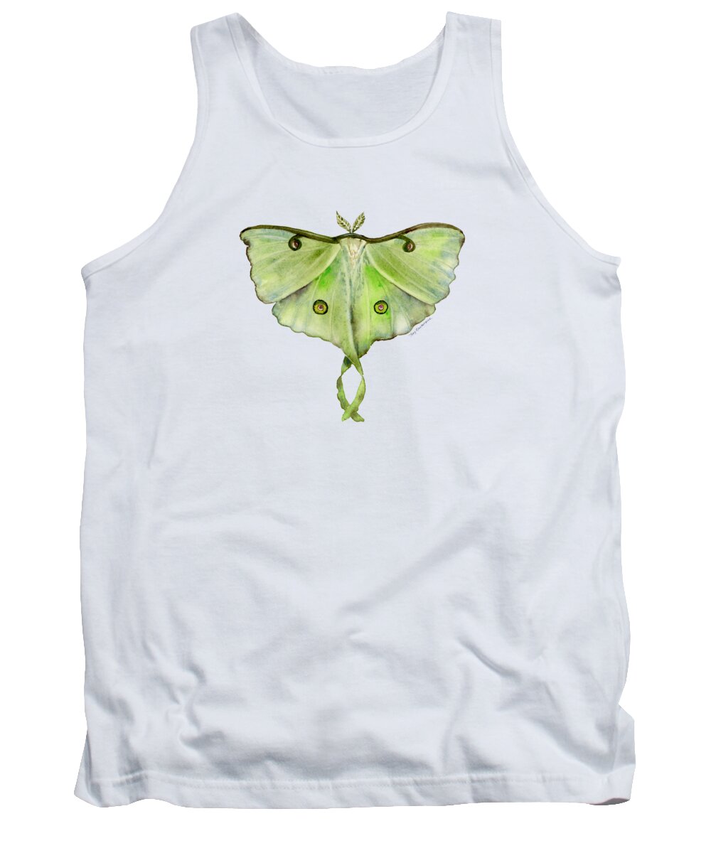 Green Butterfly Tank Top featuring the painting 100 Luna Moth by Amy Kirkpatrick