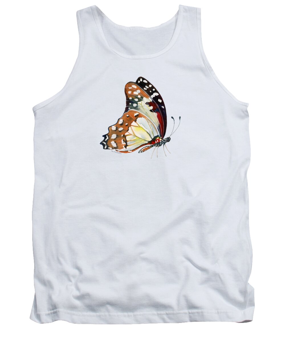 White Lady Butterfly Tank Top featuring the painting 102 Perched Angola White Lady Butterfly by Amy Kirkpatrick